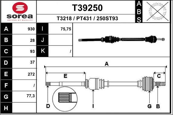 EAI T39250 - Приводной вал autodnr.net