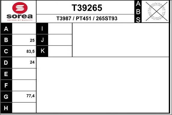 EAI T39265 - Приводной вал avtokuzovplus.com.ua