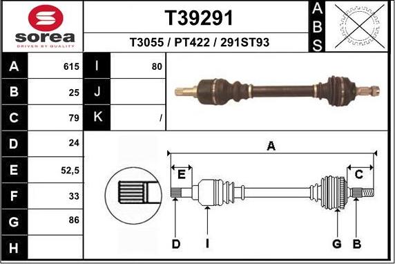 EAI T39291 - Приводний вал autocars.com.ua