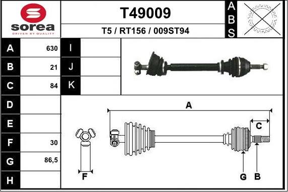 EAI T49009 - Приводной вал avtokuzovplus.com.ua