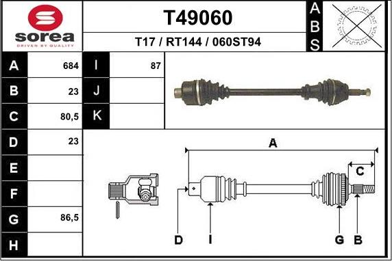 EAI T49060 - Приводной вал avtokuzovplus.com.ua