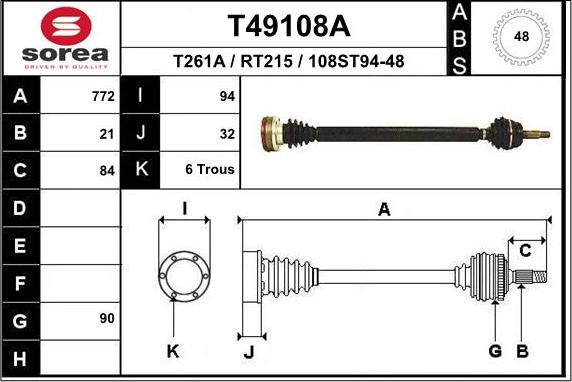 EAI T49108A - Приводний вал autocars.com.ua