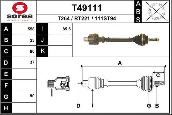 EAI T49111 - Приводний вал autocars.com.ua