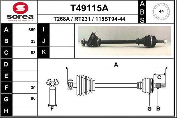 EAI T49115A - Приводний вал autocars.com.ua