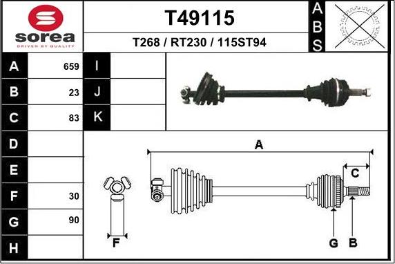 EAI T49115 - Приводний вал autocars.com.ua