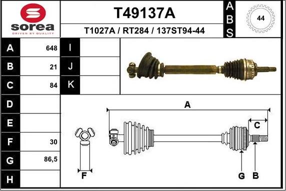 EAI T49137A - Приводной вал avtokuzovplus.com.ua