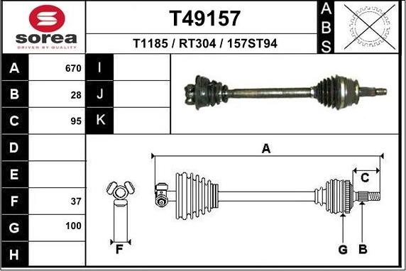 EAI T49157 - Приводний вал autocars.com.ua