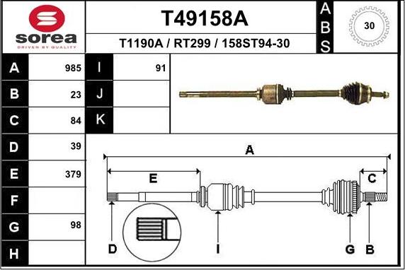 EAI T49158A - Приводний вал autocars.com.ua