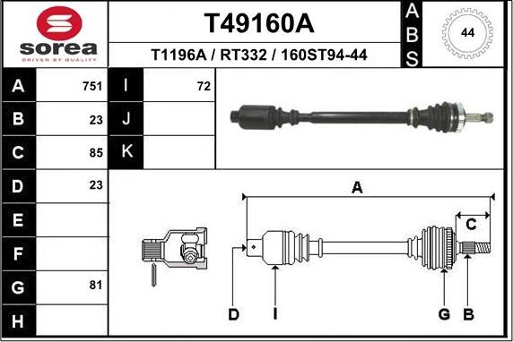 EAI T49160A - Приводной вал autodnr.net