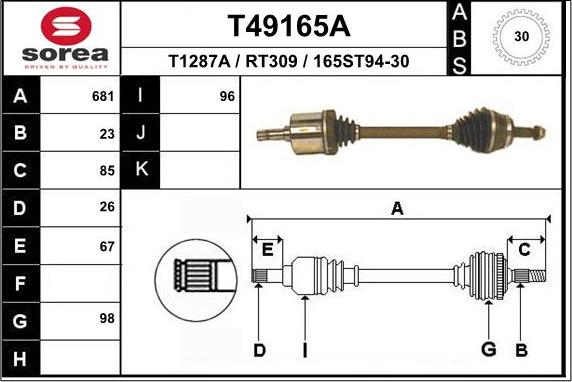 EAI T49165A - Приводний вал autocars.com.ua