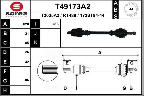 EAI T49173A2 - Приводной вал avtokuzovplus.com.ua