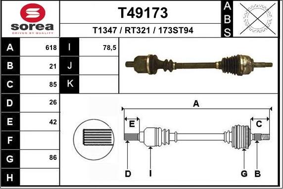 EAI T49173 - Приводной вал avtokuzovplus.com.ua