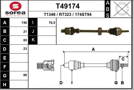 EAI T49174 - Приводной вал avtokuzovplus.com.ua