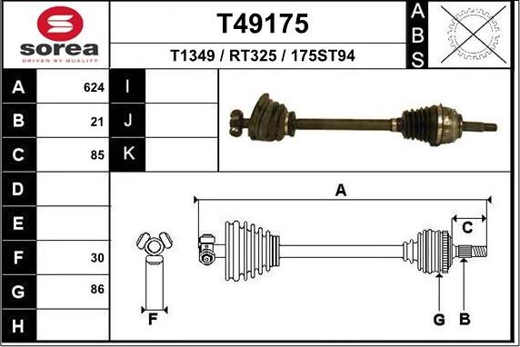 EAI T49175 - Приводний вал autocars.com.ua