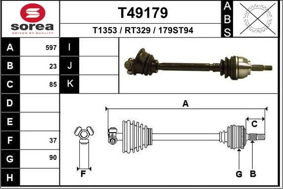 EAI T49179 - Приводний вал autocars.com.ua