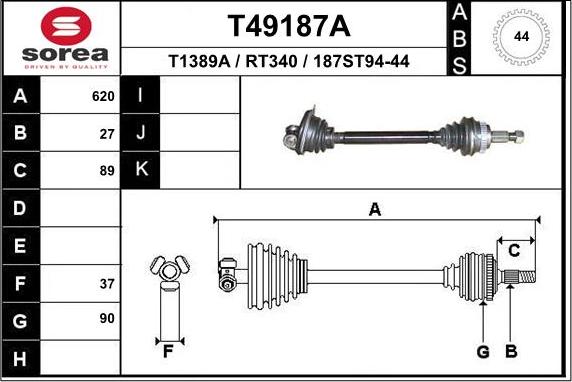 EAI T49187A - Приводной вал avtokuzovplus.com.ua