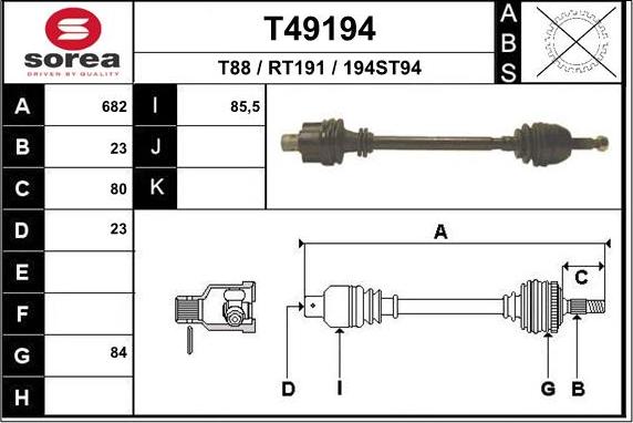 EAI T49194 - Приводной вал avtokuzovplus.com.ua