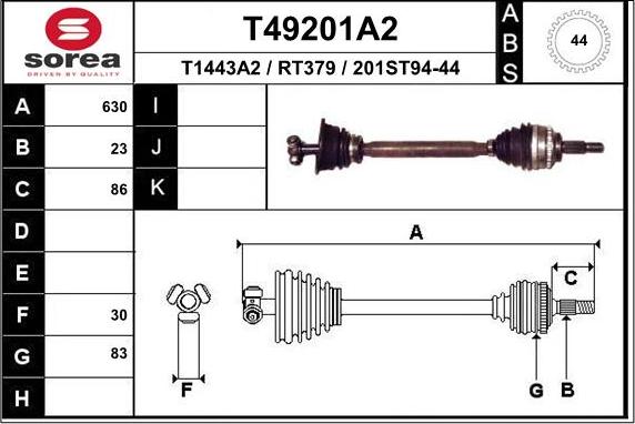 EAI T49201A2 - Приводной вал avtokuzovplus.com.ua