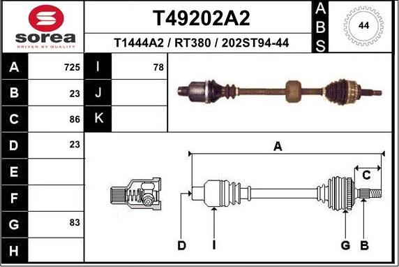 EAI T49202A2 - Приводний вал autocars.com.ua