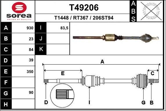 EAI T49206 - Приводний вал autocars.com.ua