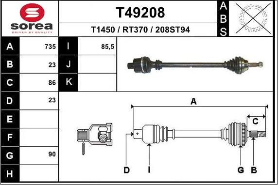 EAI T49208 - Приводной вал avtokuzovplus.com.ua