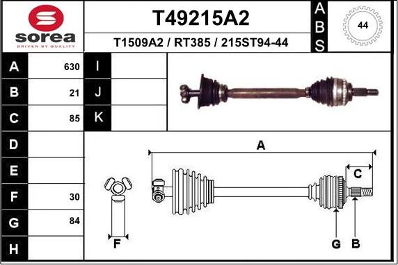 EAI T49215A2 - Приводной вал avtokuzovplus.com.ua