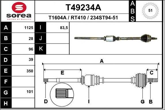 EAI T49234A - Приводной вал autodnr.net