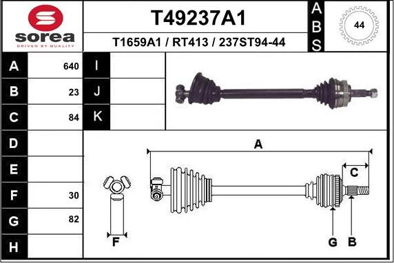 EAI T49237A1 - Приводной вал avtokuzovplus.com.ua