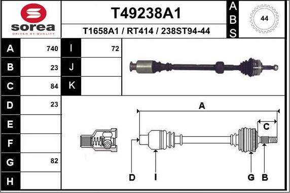 EAI T49238A1 - Приводной вал avtokuzovplus.com.ua