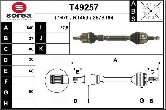 EAI T49257 - Приводний вал autocars.com.ua