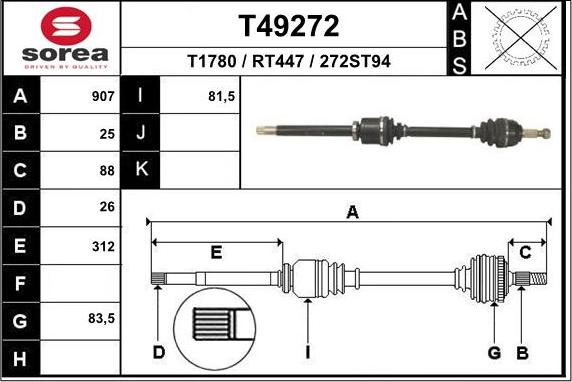 EAI T49272 - Приводной вал avtokuzovplus.com.ua