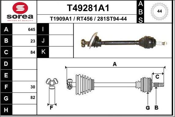 EAI T49281A1 - Приводний вал autocars.com.ua