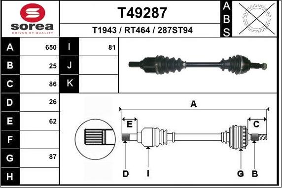 EAI T49287 - Приводной вал autodnr.net