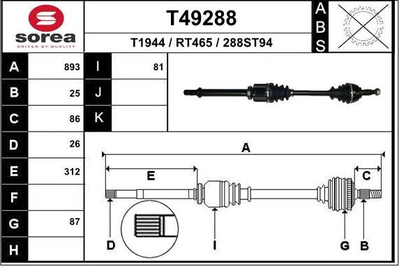 EAI T49288 - Приводной вал autodnr.net