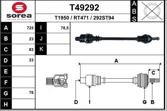 EAI T49292 - Приводной вал autodnr.net