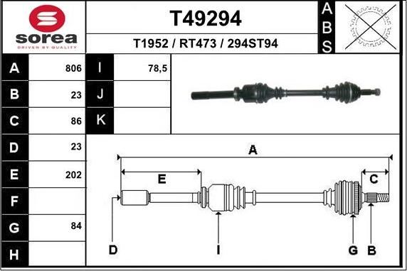 EAI T49294 - Приводной вал avtokuzovplus.com.ua