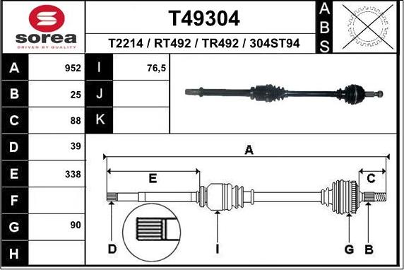 EAI T49304 - Приводной вал autodnr.net