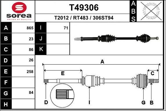 EAI T49306 - Приводний вал autocars.com.ua