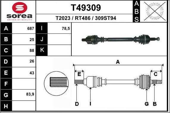 EAI T49309 - Приводной вал autodnr.net