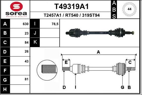 EAI T49319A1 - Приводной вал avtokuzovplus.com.ua