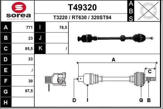 EAI T49320 - Приводний вал autocars.com.ua