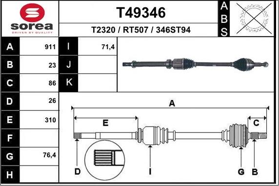 EAI T49346 - Приводной вал autodnr.net