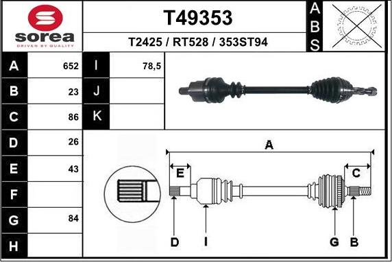 EAI T49353 - Приводний вал autocars.com.ua