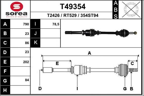 EAI T49354 - Приводной вал avtokuzovplus.com.ua