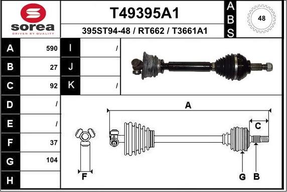 EAI T49395A1 - Приводний вал autocars.com.ua