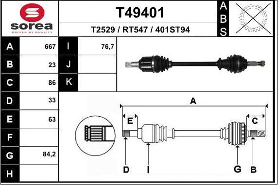 EAI T49401 - Приводний вал autocars.com.ua