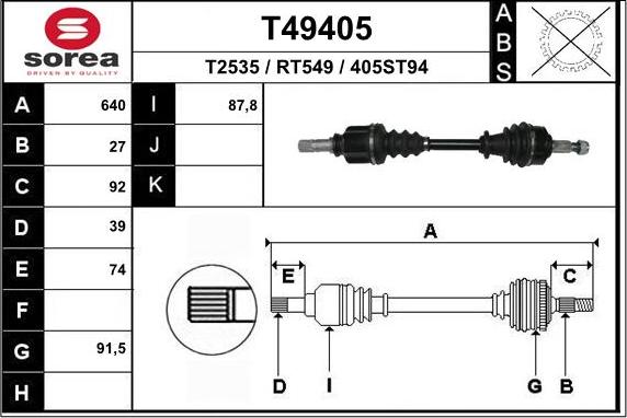 EAI T49405 - Приводной вал avtokuzovplus.com.ua