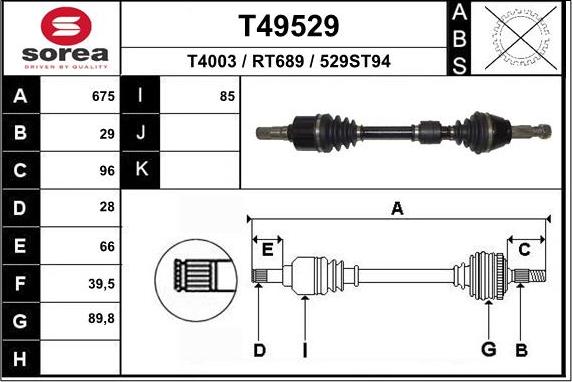 EAI T49529 - Приводний вал autocars.com.ua