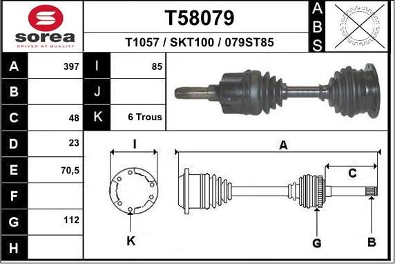 EAI T58079 - Приводний вал autocars.com.ua