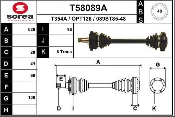EAI T58089A - Приводний вал autocars.com.ua